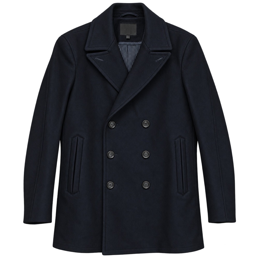 Banana Republic Men's Italian Wool Cashmere Peacoat Nova Fides Navy Blue Medium